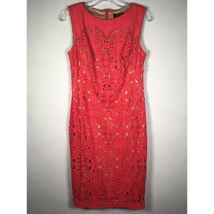 Tadashi Shoji Pink Cutout Lace Dress